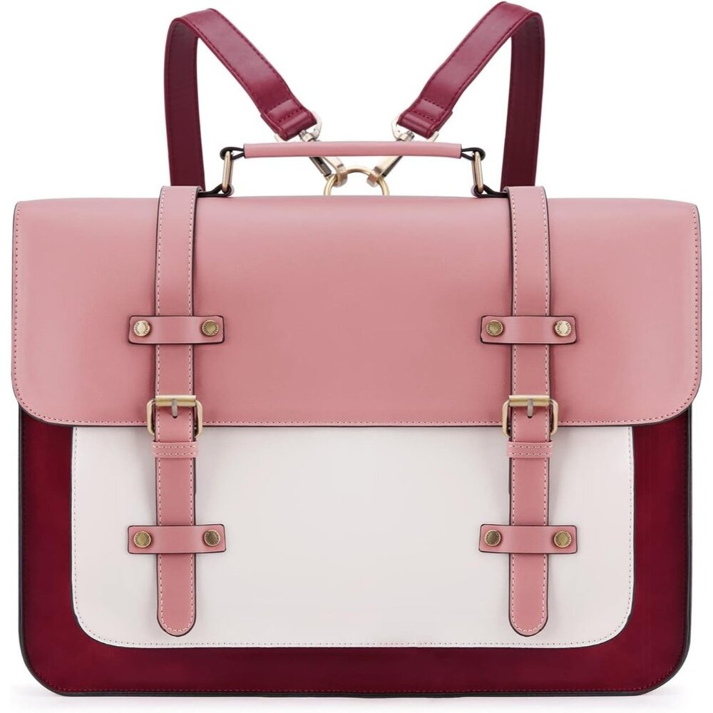 Pink & White Structured Backpack Satchel